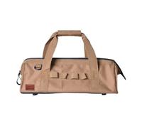 Outdoor Storage Container Tool Bag Organizer Carryall Tote With Reinforced Nylon Oxford And PVC Mesh External Tool Panel And Side Hanging Loops, Sand Color