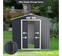 Costway Outdoor Storage Shed with 4 Vents and Double Sliding Door-Size 1, Grey