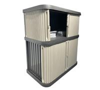 Outdoor Storage Shed & Cabinet, Large Plastic Storage Shed with Floor, Waterproof, Lockable Tool Shed for Patio, Garden & Backyard