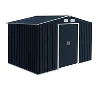 Outsunny 9 x 6ft Outdoor Storage Shed w/ Sliding Door - Galvanised Dark Grey, Grey