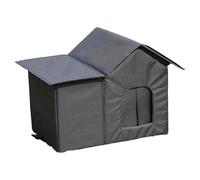 Outdoor Stray Cat House, Weatherproof & Windproof with Curtain, Premium Oxford Cloth & PVC Board Shelter for Feral Cats, Courtyard, Lawn (51x35x41cm)