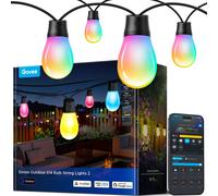 Outdoor String Lights 15M Smart RGBIC Dimmable Lights Warm White LED Bulbs IP66