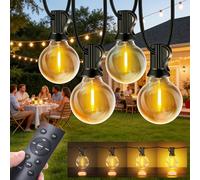 Outdoor String Lights Garden 147.97Ft 45.1M G40 LED 45+2Bulbs Outside Light | Festoon Light Mains Powered with Remote Dimmable Timer Waterproof Hanging Patio Lighting for Party Wedding Balcony Gazebo