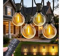 Outdoor String Lights Garden 196.65FT 59.9M G40 LED 60+2Bulbs Outside Light | Festoon Light Mains Powered with Remote Dimmable Timer Waterproof Hanging Patio Lighting for Wedding Party Gazebo Pergola