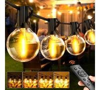 Outdoor String Lights Garden 65Ft 20M LED Festoon Light Mains Powered with Remote Dimmable Timer Outside Light Waterproof G40 26+2 Bulbs Hanging Patio Lighting Party Wedding for Gazebo Pergola Balcony