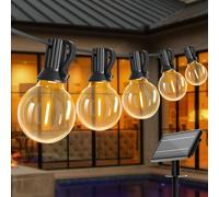 Outdoor String Lights LED Solar Powered, Bomcosy G40 100FT Festoon Lights Outdoor, G40 Globe Bulb String Lights