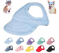 Outdoor Sun Protection Hood for Dogs, Dog Summer Baseball Cap Adjustable with Ear Holes Medium Small Pets Hat (Light blue, L)