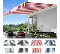Outdoor Sun Shade Canopy Replacement Fabric 4.5x2.0m Manual Retractable Polyester Awning for Balcony Garden Market (Red) - UV Protection Weather-Resistant