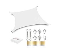Outdoor Sun Shade Sail Rectangle Sunshade Net Sunscreen Awning Canopy with Rope and Hardware Kit Anti-UV Waterproof, for Garden Patio Balcony Summer, White
