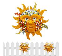 Outdoor Sun Wall Decor 29X21.6X5CM 250G Metal Art Sculpture Iron Hanging Hand Painted Unique Pattern Garden Statue Rust Resistant 3D Visual Experience Holding