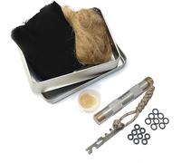 Outdoor survival camping piston firearm portable air compression aluminum alloy multi-function firebox set Silver no flint set