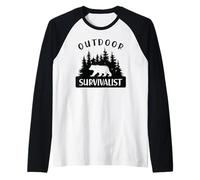 Outdoor Survivalist Bear Bushcraft Prepper Homesteading Raglan Baseball Tee