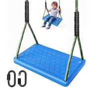 Outdoor Swing, Adult Swing Non-Slip Plastic Garden Swing Seat Set with Adjustable Rope and 2 Carabiners, 100kg Durable Tree Swing for Playground, Teens, Blue