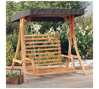 Outdoor swing bench 175x101x161.5cm Solid spruce teak finish Anthracite canopy.