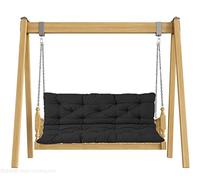 Outdoor Swing Bench Cushion 23 Seater Garden Pillow with Backrest 120x100cm 150x100cm 8cm Thickness Available in 9 Colors (Black Comfortable Patio Cushion)