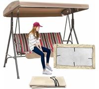 Outdoor Swing Canopy Replacement Cover 2/3 Seater Universal Waterproof Patio Swings Cover for Garden Swing Chair Patio Hammock (Swing not included) (Beige, 213 * 122 * 18/23cm)
