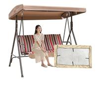 Outdoor Swing Canopy Replacement Cover 3 Seater Universal Waterproof Patio Swing Covers,Replacement Canopy Top Cover for Garden Chair Patio Hammock,Beige,210D:84×48×7/9"