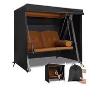 Outdoor Swing Cover 1/2/3/4 Seater 600D Hammock Cover Waterproof Garden Swings Canopy Covers,Patio Furniture Swing Chair Protector Covers All Weather Protection,Black,80Lx65Wx87H/ in