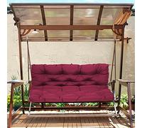 Outdoor Swing Cushion Replacement Waterproof Bench Cushion with Backrest 10cm Thick for 2 or 3 Seats Canopy Furniture Cushion Red Color 150x100x10cm