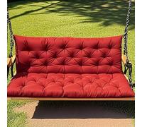 Outdoor Swing Cushion with Backrest 3.9" Thick Patio Bench Cushions for Garden Swing Comfortable Seat Pad (Wine Red 59"x39.4")