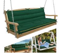 Outdoor Swing Cushion with Backrest, Tie Straps & Memory Foam - Replacement for Porch Bench 2/3 Seater, Oxford Fabric (GREEN, 60 INCH × 40 INCH)