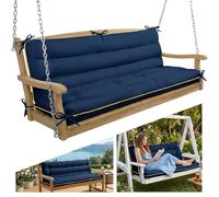 Outdoor Swing Cushion with Backrest, Tie Straps & Memory Foam - Replacement for Porch Bench 2/3 Seater, Oxford Fabric (BLUE, 60 INCH × 40 INCH)