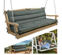Outdoor Swing Cushion with Backrest, Tie Straps & Memory Foam - Replacement for Porch Bench 2/3 Seater, Oxford Fabric (GREY, 60 INCH × 40 INCH)