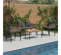 vidaXL Outdoor Furniture Set Grey and Dark Grey Poly Rattan