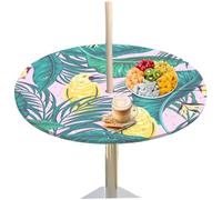 Outdoor Table Cover with Umbrella Hole, Waterproof Colorful Round Fitted Tablecloth with Zipper, Elastic Umbrella Table Cover for Party Picnic