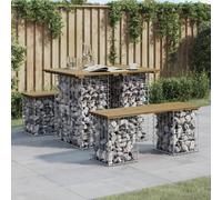 Outdoor Table Garden Gabion Impregnated Wood Pine dark brown natural pine LED 10