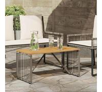 Outdoor Table Grey Brown Poly Rattan Acacia Top 80x40x40 cm Durable Steel Frames