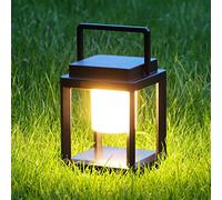 Outdoor Table Lamp Solar Lantern, 3-Level Brightness LED Nightstand, 4800mAh Rechargeable Portable Camping Lantern Waterproof, Touch Control NightLight for Patio/Bedroom/Reading/Walking