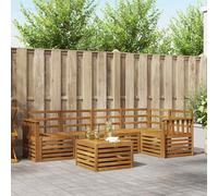 Outdoor Table Natural 59x59x37cm Solid Acacia Wood Slatted Lacquered Finish Set