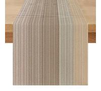 Outdoor Table Runner 40 x 100 cm Beige Brown Stripes Table Runner Modern Vintage Washable Country House Style Linen Look Kitchen Dining Table Decoration for Dining Room Party Spring Autumn Table