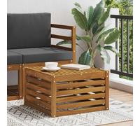 Outdoor Table Solid Acacia Wood Natural 59 x 59 x 37 cm Slatted Weatherproof Eco