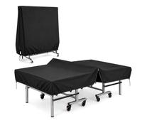 Outdoor Table Tennis Table Cover, 165 x 70 x 185 cm, 210D Oxford PU Waterproof Cover, Table Tennis Table with Adjustable Straps, Foldable & Sun Protection, Suitable for Folding & Flat Tables