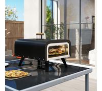 Outsunny Outdoor Tabletop Gas Pizza Oven With 12" Pizza Stone & Peel, Black