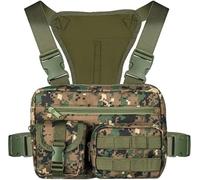 Outdoor Tactical Chest Bag for Men & Women - Modular EDC Chest Rig with MOLLE System, Quick Release Harness Pack for Hunting, Hiking, Fishing, Running - Lightweight Utility Vest, Green Camouflage, M