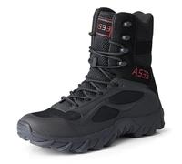 Outdoor Tactical Combat Boots Mid-Top Mesh Military Style Footwear Black Desert Tan Lightweight Rubber Durable Cushioned for Hiking Camping,Black,8 UK