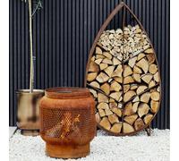 Ivyline Tall Buttermere Basket Outdoor Fire Pit Rust H51cm W45cm