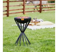 Ivyline Outdoor Tall Metal Dakota Fire Pit - Black H65xW38cm, Black