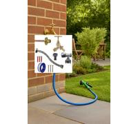 Outdoor Tap Installation Kit With Self-Cutting Valve, Brass Bib Tap, Flexi Hose And Wall Plate Complete Through-Wall