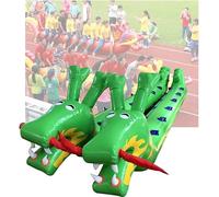 Outdoor Teamwork Games, Lawn Inflatable Dragon Boat, Easy To Carry Multi-player Game Props, No Pumps(Green,4 Seats)
