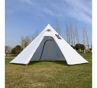 Outdoor Teepee Camping Tent, Pyramid Design For Wind Stability, With Stove Hole Windows, For Cooking Safely, For Outdoor Camping (Grayish white)