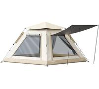 Outdoor Tent, Oxford Cloth Family Tent with Bag and Large Mesh Window, 3-4 Person Foldable Automatic Camping Tent for Camping, Travel, Backpacking, Hiking, Outdoor(215x215x142 cm)