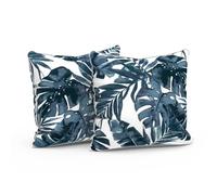 Outdoor Throw Pillow Covers Pack of 2 Patio Waterproof Pillow Cases Fade Resistant Accent Pillow Covers for Home and Garden Furniture Decoration, 18"x18", Palms Blue