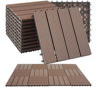 Outdoor Tiles Wood Effect Floor Click System 11 Piece Set Balcony Flooring Slats