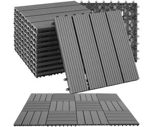Outdoor Tiles Wood Effect Floor Click System 11 Piece Set Balcony Flooring Slats