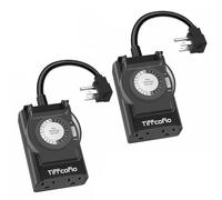 Outdoor Timer Outlet Waterproof, 24 Hour Mechanical Light Timer Outdoor, 2 Grounded Outlets for Home and Garden, 15A 1/2HP, Heavy Duty, ETL Listed (2 Pack)