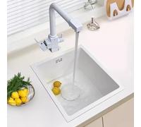 Outdoor Topmount Single Bowl White Nano Sink for Balcony and Campervan (Color: White Size: 34 * 24 * 20cm)